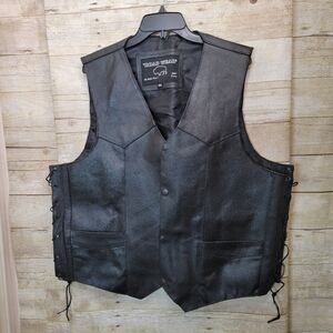 Road Wear by Buffalo Outdoors Cowboy Motorcycle Black Leather Vest 2XL